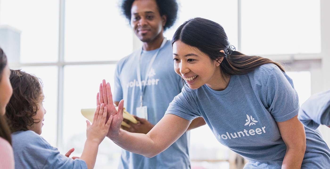 Volunteer wearing custom graphic T-shirt